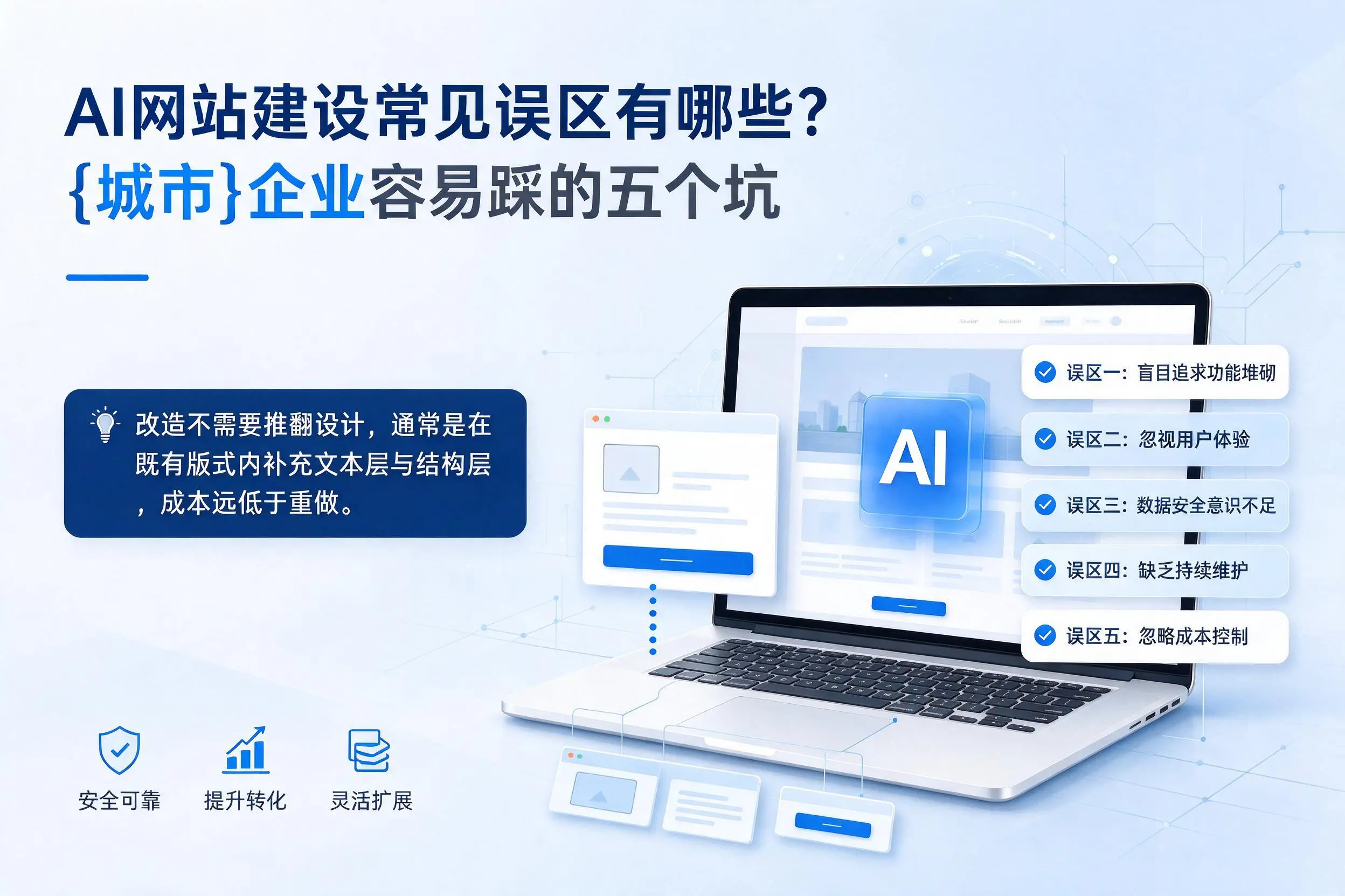 AI网站建设常见误区有哪些？辽阳企业容易踩的五个坑
