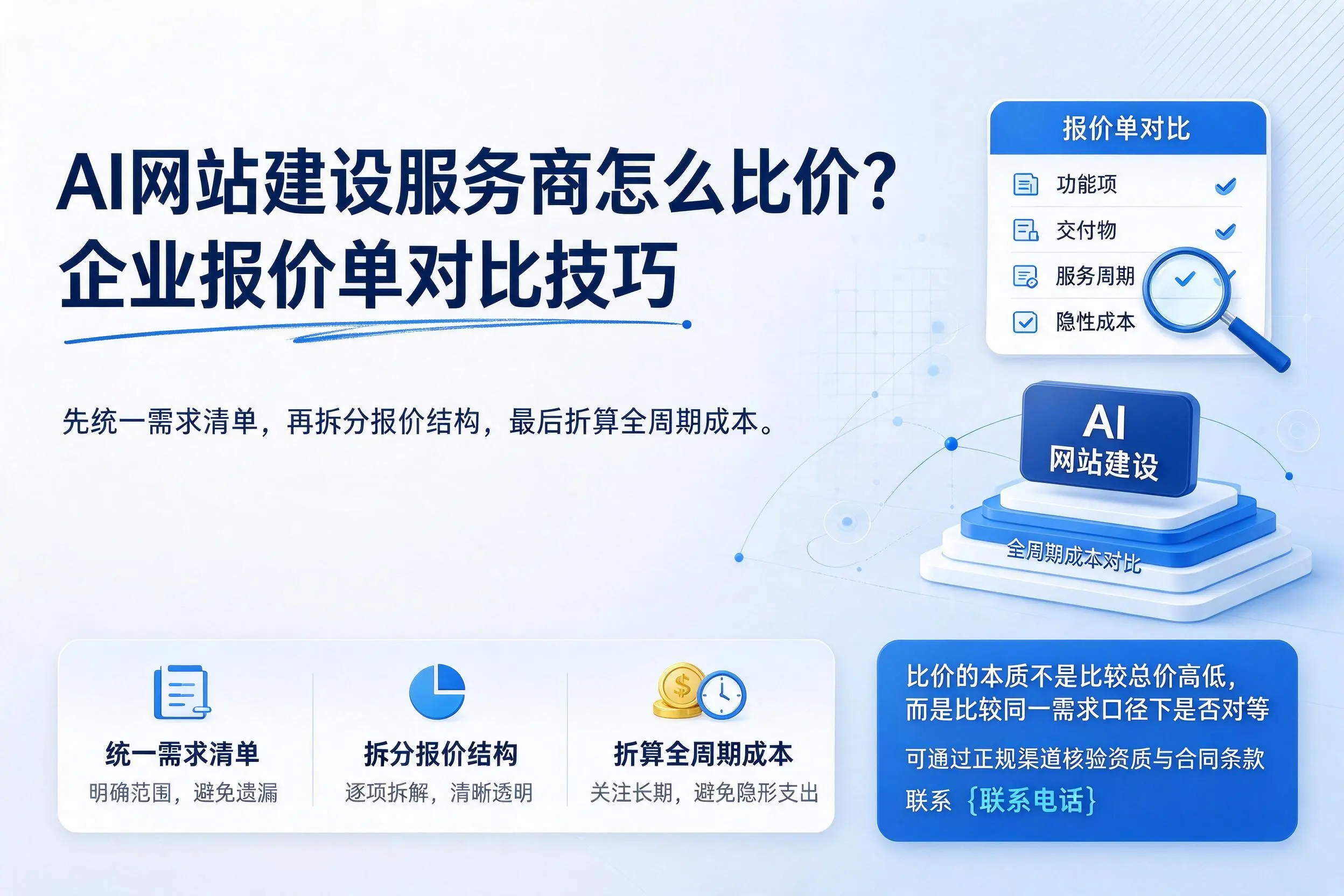 AI网站建设服务商怎么比价？辽阳企业报价单对比技巧